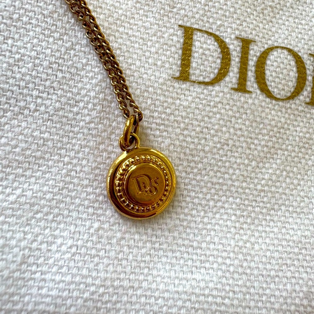 Dior Gold-Tone Circular Pendant Necklace - Picture 6 of 10